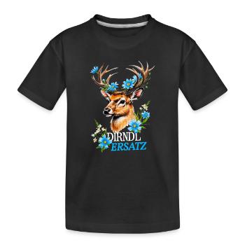 Dirndl Remplacement Cerf Fleurs Costume Traditionnel Festival Bavarois - T-shirt bio Premium Enfant - noir - Devant