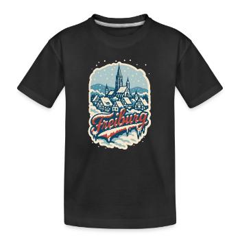 La magie de l’hiver à Fribourg - T-shirt bio Premium Enfant - noir - Devant