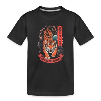 Design du Tiger Samurai Sans Risque Sans Récompense - T-shirt bio Premium Enfant - noir - Devant