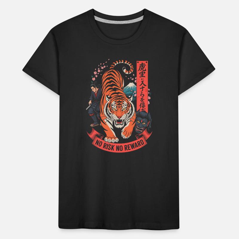 Design du Tiger Samurai Sans Risque Sans Récompense T-shirt bio Premium Enfant