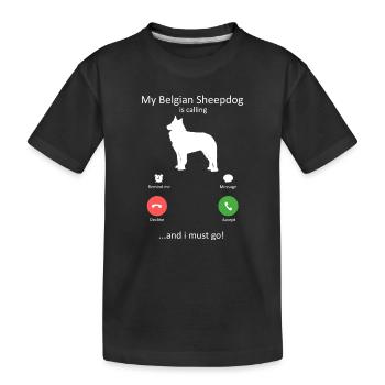 Le chien de berger belge appelle le chien d’art de l’écran du téléphone - T-shirt bio Premium Enfant - noir - Devant