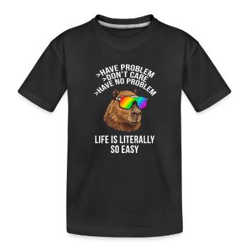 Cool Capybara Rainbow Sunglasses – Tier-Meme - Kinder Premium Bio T-Shirt - Schwarz - Vorne
