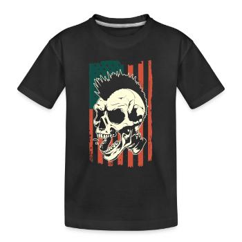 Punk Schädel auf US-Flagge - Kinder Premium Bio T-Shirt - Schwarz - Vorne