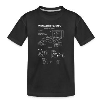 Retro Console Blueprint - Kids' Premium Organic T-Shirt - black - Front
