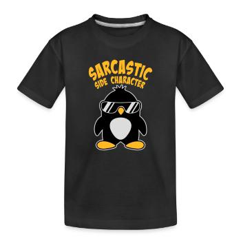 Pinguin Sarcastic Side Character Sonnenbrille Logo - Kinder Premium Bio T-Shirt - Schwarz - Vorne