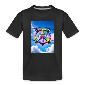 Friedensstifter Regenbogen-LED-Ring - Kinder Premium Bio T-Shirt - Schwarz - Vorne