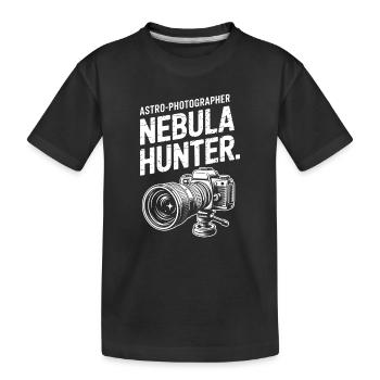 Nebula Hunter Astro Photographer Tee - Kids' Premium Organic T-Shirt - black - Front