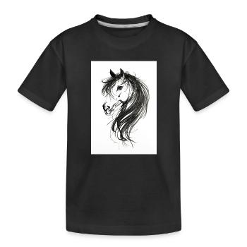 Horse head painted - Kids' Premium Organic T-Shirt - black - Front