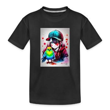 Farbe Papageienmädchen - Kinder Premium Bio T-Shirt - Schwarz - Vorne