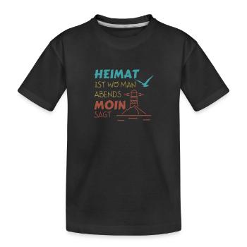 Heimat Moin Leuchtturm Möwe Nordsee - Kinder Premium Bio T-Shirt - Schwarz - Vorne