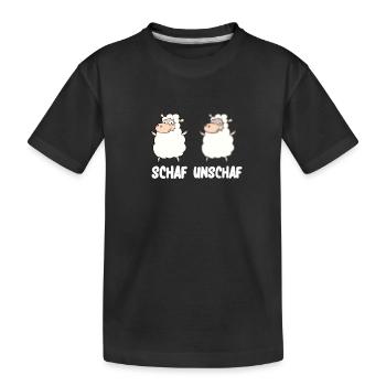Schaf Unschaf Wortspiel für Fotografen Schafe - Kinder Premium Bio T-Shirt - Schwarz - Vorne