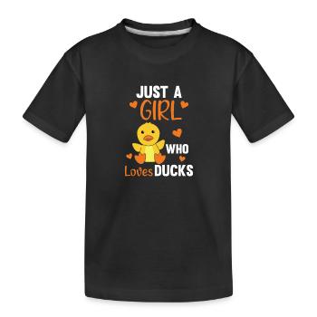 Une seule fille qui aime les canards - des animaux mignons canard - T-shirt bio Premium Enfant - noir - Devant