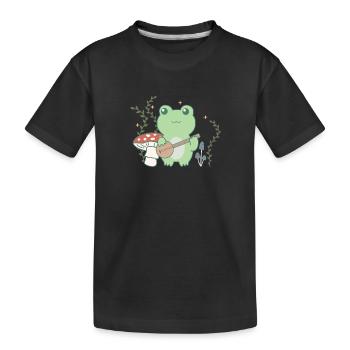 Cottagecore esthétique grenouille dans la forêt avec banjo - T-shirt bio Premium Enfant - noir - Devant