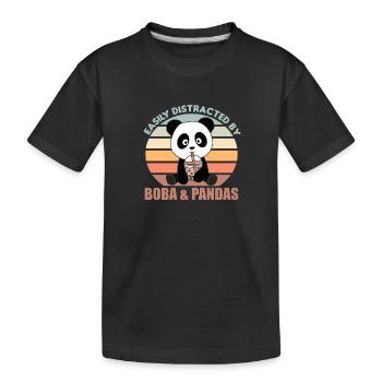 Bubble Tea Panda chocolat animaux doux Boba - T-shirt bio Premium Enfant - noir - Devant