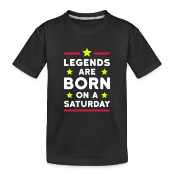 Les légendes naissent un samedi (lignes, étoiles) - T-shirt bio Premium Enfant - noir - Devant