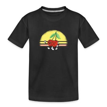 Kirschen mit Sonnenuntergang für Kirschfest - Kinder Premium Bio T-Shirt - Schwarz - Vorne