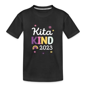 Ich bin ein Kitakind 2023 / Kindergartenkind - Kinder Premium Bio T-Shirt - Schwarz - Vorne