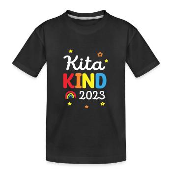 Ich bin ein Kitakind 2023 / Kindergartenkind - Kinder Premium Bio T-Shirt - Schwarz - Vorne