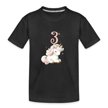 Geburtstag 3 Einhorn Dritter Geburtstag Mädchen 3 - Kinder Premium Bio T-Shirt - Schwarz - Vorne