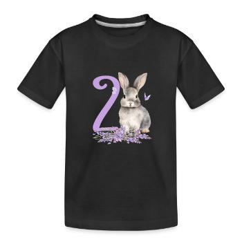 Geburtstag 2 Hase Waldtier Mädchen Zwei 2 Jahre al - Kinder Premium Bio T-Shirt - Schwarz - Vorne