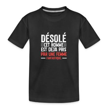 Sorry, dieser Mann ist schon vergeben - Kinder Premium Bio T-Shirt - Schwarz - Vorne