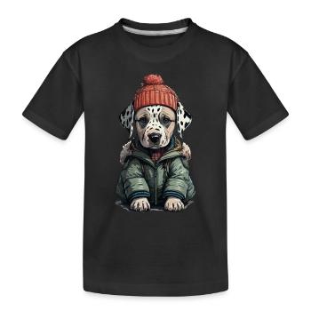 Dalmatian Dog Autumn Winter Outfit - Kids' Premium Organic T-Shirt - black - Front
