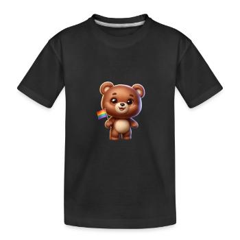 Teddy Tom mit Regenbogenflagge - Kinder Premium Bio T-Shirt - Schwarz - Vorne