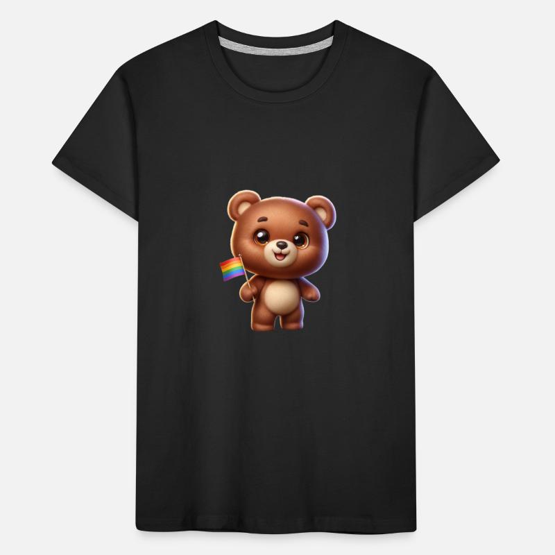 Teddy Tom mit Regenbogenflagge Kinder Premium Bio T-Shirt