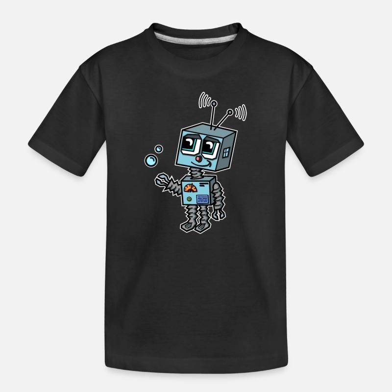 Humanoider Roboter Junge Kind aus der Zukunft - Kinder Premium Bio T-Shirt - Schwarz
