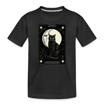 Mysteriöse Katze Mond Tarotkarte - Kinder Premium Bio T-Shirt - Schwarz - Vorne