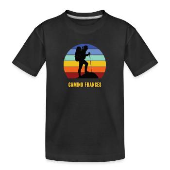 Camino Francés Jakobsweg Pilgerweg Pilgern Pilger - Kinder Premium Bio T-Shirt - Schwarz - Vorne