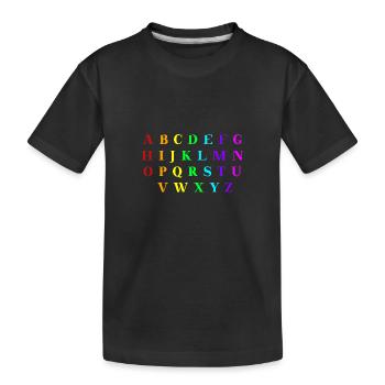 ABC Alphabet Geschenkidee Regenbogen Grundschule - Kinder Premium Bio T-Shirt - Schwarz - Vorne
