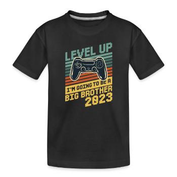 Einzelkind Level komplett Großer Bruder 2023 Gamer - Kinder Premium Bio T-Shirt - Schwarz - Vorne