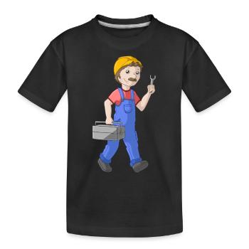 Comic Handwerker - Kinder Premium Bio T-Shirt - Schwarz - Vorne
