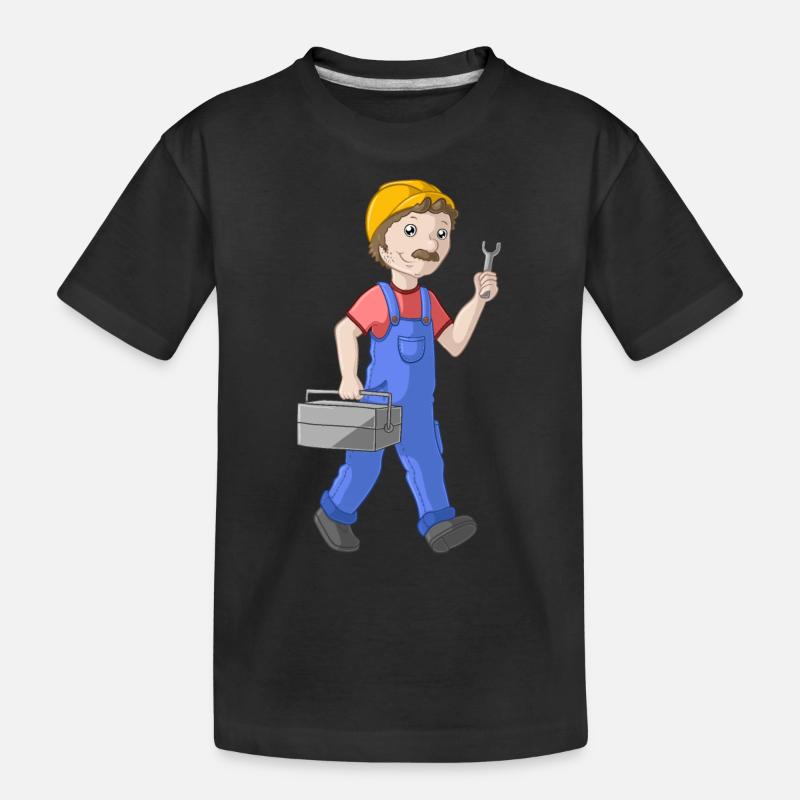 Comic Handwerker - Kinder Premium Bio T-Shirt - Schwarz