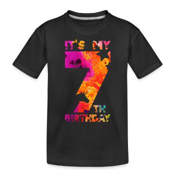 7TH BIRTHDAY UNICORN IT'S MY 7TH BIRTHDAY - Kids' Premium Organic T-Shirt - black - Front