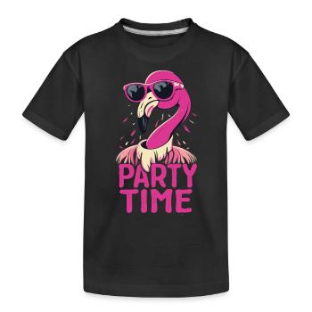 Flamingo Party Time - Spaß, Federn und Feiern - Kinder Premium Bio T-Shirt - Schwarz - Vorne