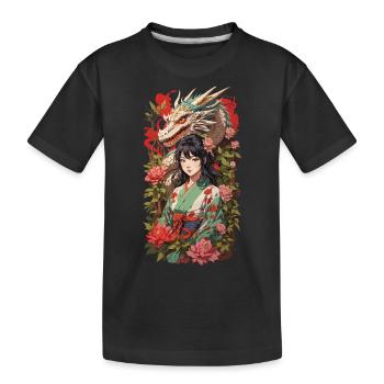 Dragon asiatique Anime esthétique fille Design - T-shirt bio Premium Enfant - noir - Devant