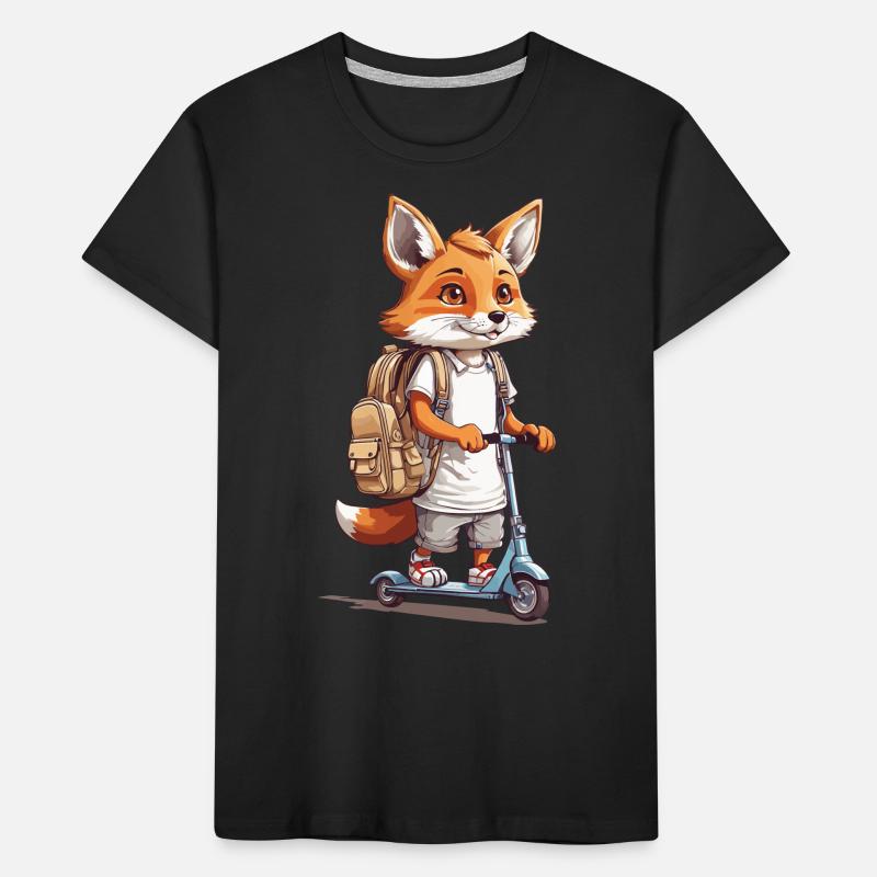 Schulweg Fuchs Einschulung Roller Abenteuer Design Kinder Premium Bio T-Shirt