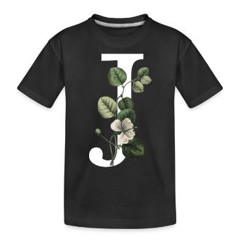Letter J Green Botany - Kids' Premium Organic T-Shirt - black - Front