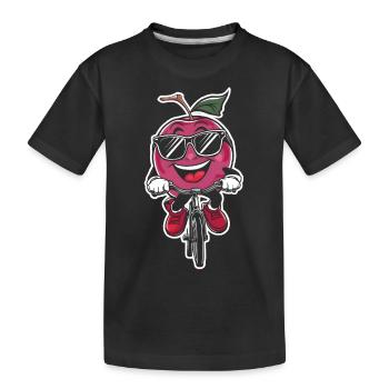 Pflaume Radfahren auf Fahrrad-Geschenk - Kinder Premium Bio T-Shirt - Schwarz - Vorne