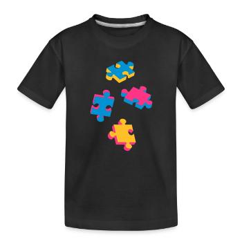 vier Puzzleteile - Kinder Premium Bio T-Shirt - Schwarz - Vorne