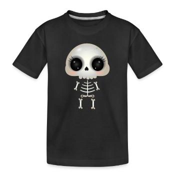 cute skull with dark eye sockets and eyelashes - Kids' Premium Organic T-Shirt - black - Front