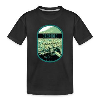 Panoramic Grenoble: Single View Cable Car - Kids' Premium Organic T-Shirt - black - Front