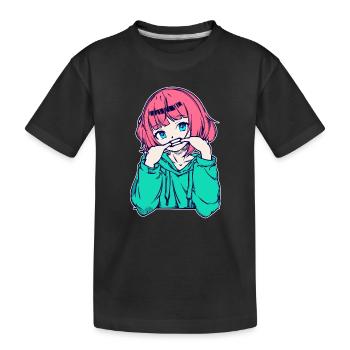 Mädchen Anime Japanisch Comic Zeichentrick Manga - Kinder Premium Bio T-Shirt - Schwarz - Vorne