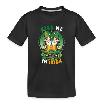 Küss mich, ich bin Irish - Kinder Premium Bio T-Shirt - Schwarz - Vorne