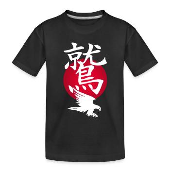 Weißer Adler und Rote Sonne - Kinder Premium Bio T-Shirt - Schwarz - Vorne