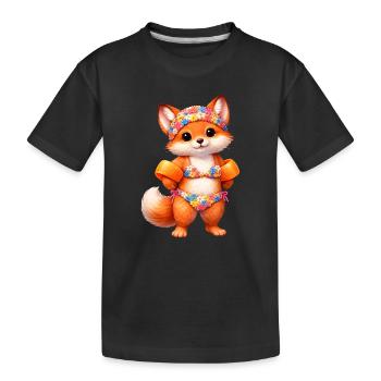 Un joli renard en tenue d’été - T-shirt bio Premium Enfant - noir - Devant