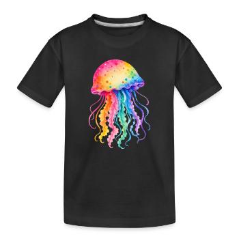 Illustration aquarelle de méduse colorée - T-shirt bio Premium Enfant - noir - Devant