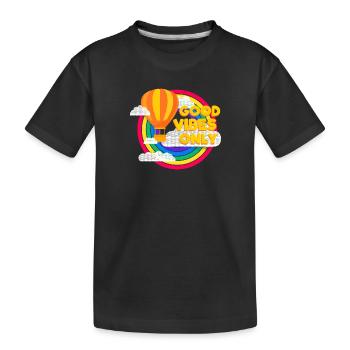 Ballon & Regenbogen (Good Vibes) - Kinder Premium Bio T-Shirt - Schwarz - Vorne
